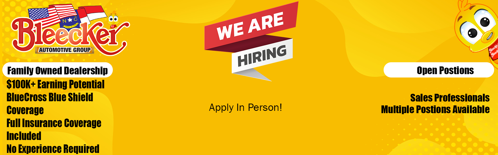 Immiidate Hiring for Bleecker Auto Group in Dunn